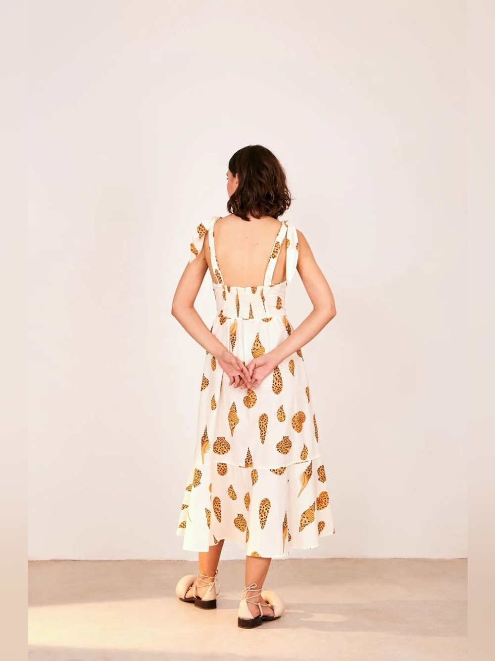 FARM Rio Leopard Shell Midi Sundress Off White Cream Cotton XS EUC - Picture 11 of 12